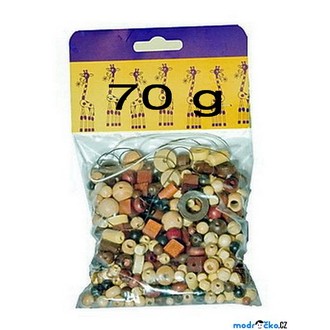 Dřevěné hračky - Navlékací perle - Mix perlí hnědo-přírodní 70g (Detoa)