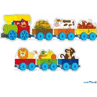 JIŽ SE NEPRODÁVÁ - Puzzle pro nejmenší - Vlak s čísly a zvířátky, Mašinka (Woody)