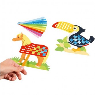 Dřevěné hračky - Kreativní sada - Provlékání z papíru, Zvířátka (Goki)