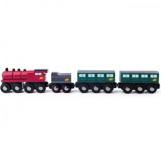 Vláčkodráhy - Vláčkodráha vláčky - Parní lokomotiva s uhlím a osobními vagony (Woody)