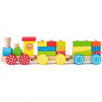 Dřevěné hračky - Vlak skládací - S potiskem menší (Woody)