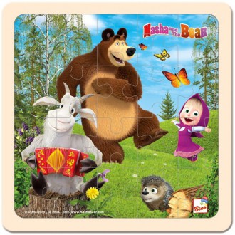 Puzzle a hlavolamy - Puzzle pro nejmenší - Na desce, Máša a Medvěd s kozlíkem (Bino)
