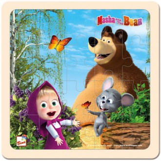 Puzzle a hlavolamy - Puzzle pro nejmenší - Na desce, Máša a Medvěd s myškou 20x20cm (Bino)