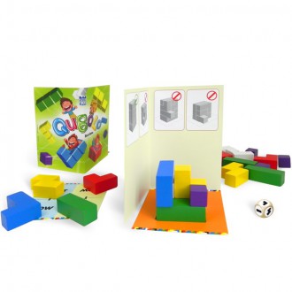 Dřevěné hračky - Společenská hra - Qubolo s dřevěnými kostkami v pytlíku