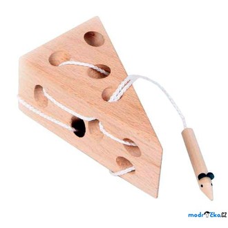 Dřevěné hračky - Provlékadlo - Myš a sýr, přírodní (Legler)