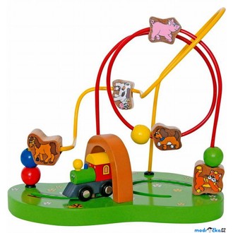 Dřevěné hračky - Motorický labyrint drátěný - Mašinka (Woody)