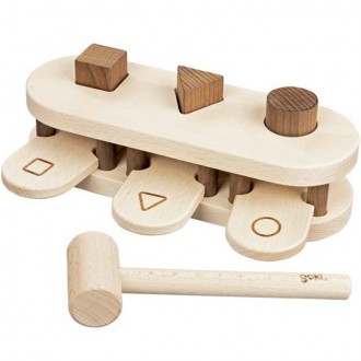 Dřevěné hračky - Zatloukačka - Vyskakovací tvary Eko Nature (Goki)