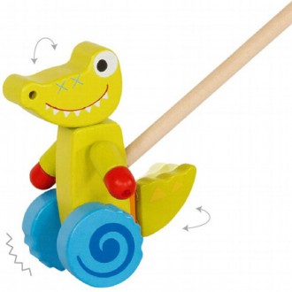 Dřevěné hračky - Jezdík na tyči - Krokodýl dřevěný (Goki)