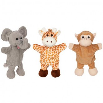 Dřevěné hračky - Maňásci - Sada 3ks na ruku - Slon, žirafa, opice (Goki)