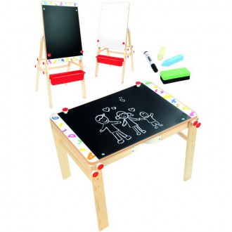 Dřevěné hračky - Kreslící tabule - Multifunkční malířský stojan (Bino)