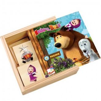 Dřevěné hračky - Pexeso - Máša a Medvěd dřevěné, 24ks (Bino)