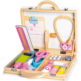 Dřevěné hračky - Malý doktor - Set v kufříku, Lékařský set Santé (Bino)