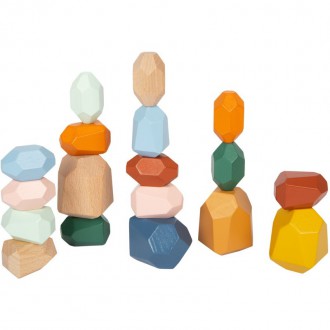 Dřevěné hračky - Kostky - Barevné, Kameny balanční Safari, 18ks (Legler)