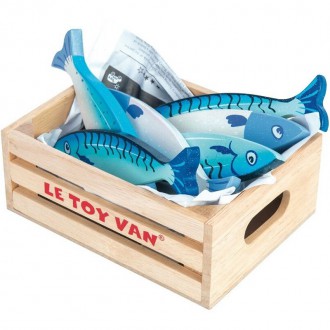 Dřevěné hračky - Dekorace prodejny - Ryby v bedýnce dřevěné (Le Toy Van)