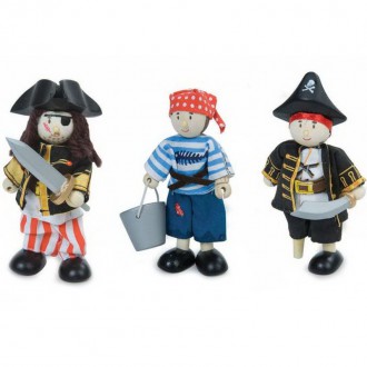 Dřevěné hračky - Panenky do domečku - Piráti postavičky, 3ks (Le Toy Van)
