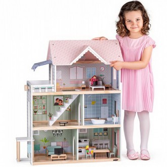 Dřevěné hračky - Domeček pro panenky - Se zvonkem a světlem Molly (Woody)