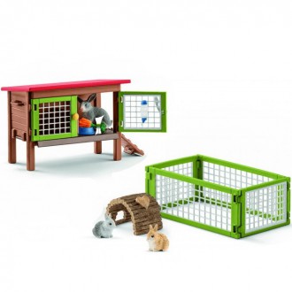Ostatní hračky - Schleich - Farma, Králíkárna se zvířátky a příslušenstvím
