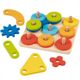 Dřevěné hračky - Skládačka - Nasunovací hra s různými tvary (Goki)
