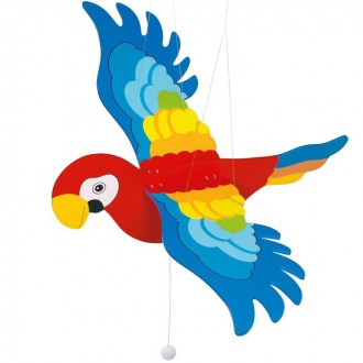 Dřevěné hračky - Závěsná hračka - Papoušek velký dřevěný (Goki)