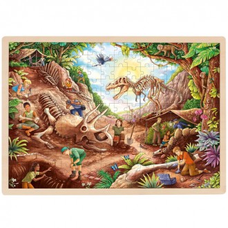Puzzle a hlavolamy - Puzzle na desce - Maxi, Dinosauří vykopávky, 192ks (Goki)
