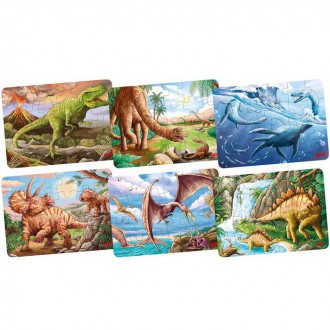 Puzzle a hlavolamy - Puzzle dřevěné - Mini, Dinosauři, 24 dílků, 1ks (Goki)