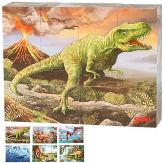 Stavebnice - Kostky obrázkové 12ks - Dinosauři (Goki)