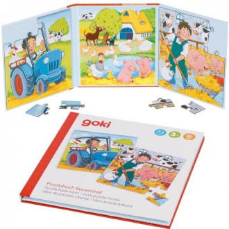 Ostatní hračky - Puzzle magnetické - Kniha, Farma, 2 x 20ks (Goki)