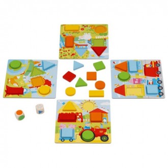Dřevěné hračky - Společenská hra - Od 2 let, Didaktická tvary a barvy (Goki)