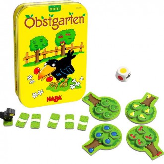 Dřevěné hračky - Společenská hra - Ovocný sad v plechové krabici (Haba)