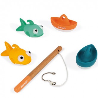 Ostatní hračky - Hračka do vody - Rybářská udice s loďkami a rybami (Janod)