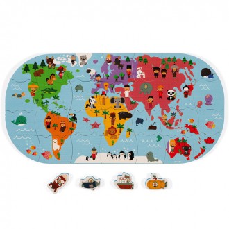 Ostatní hračky - Hračka do vody - Puzzle mapa světa, 28ks (Janod)