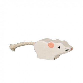 Dřevěné hračky - Holztiger - Dřevěné zvířátko, Myš bílá