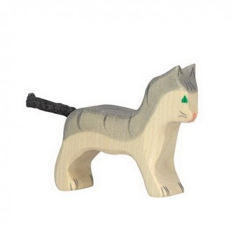 Dřevěné hračky - Holztiger - Dřevěné zvířátko, Kočka šedá