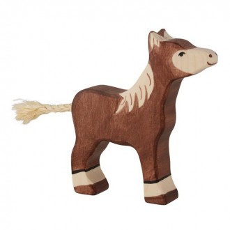 Dřevěné hračky - Holztiger - Dřevěné zvířátko, Kůň hnědý hříbě