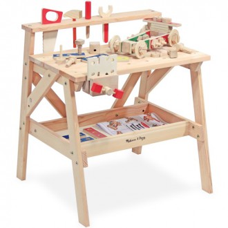 Dřevěné hračky - Malý kutil - Pracovní stůl, Ponk s nářadím a stavebnice (M&D)