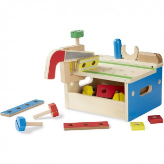 Dřevěné hračky - Malý kutil - Stolek s nářadím, 31 dílků (M&D)