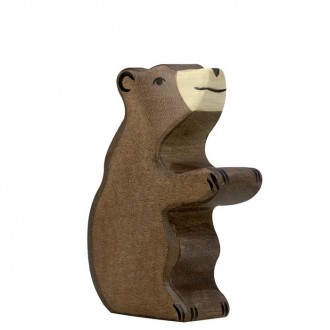 Dřevěné hračky - Holztiger - Dřevěné zvířátko, Medvěd hnědý mládě stojící