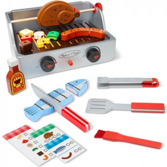 Dřevěné hračky - Kuchyň - Gril dřevěný s grilovacím setem (M&D)