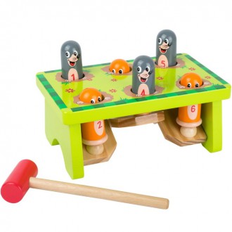 Dřevěné hračky - Zatloukačka - Dřevěná hra zatloukej krtka (Small foot)