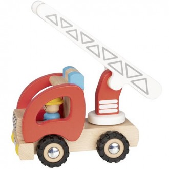 Dřevěné hračky - Auto - Hasiči se žebříkem a řidičem dřevěné (Goki)