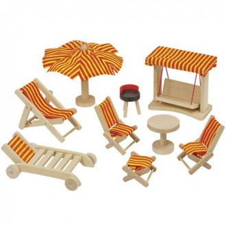 Dřevěné hračky - Nábytek pro panenky - Zahradní nábytek (Goki)