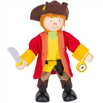 Dřevěné hračky - Panenky do domečku - Pirátský kapitán (Goki)