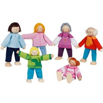 Dřevěné hračky - Panenky do domečku - Rodinka moderní, 6ks (Goki)