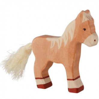 Dřevěné hračky - Holztiger - Dřevěné zvířátko, Kůň hnědý světlý hříbě