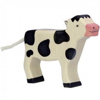 Dřevěné hračky - Holztiger - Dřevěné zvířátko, Kráva černá telátko