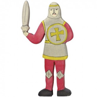 Dřevěné hračky - Holztiger - Dřevěný středověk, Rytíř bojující červený
