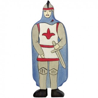 Dřevěné hračky - Holztiger - Dřevěný středověk, Rytíř s pláštěm modrý