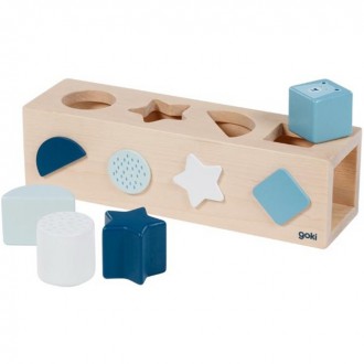 Dřevěné hračky - Vhazovačka - Vkládací hranol, Lifestyle modrá (Goki)