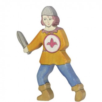 Dřevěné hračky - Holztiger - Dřevěný starověk, Postava chlapec s mečem