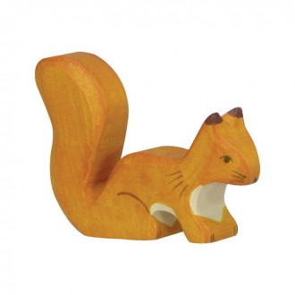 Dřevěné hračky - Holztiger - Dřevěné zvířátko, Veverka oranžová sedící